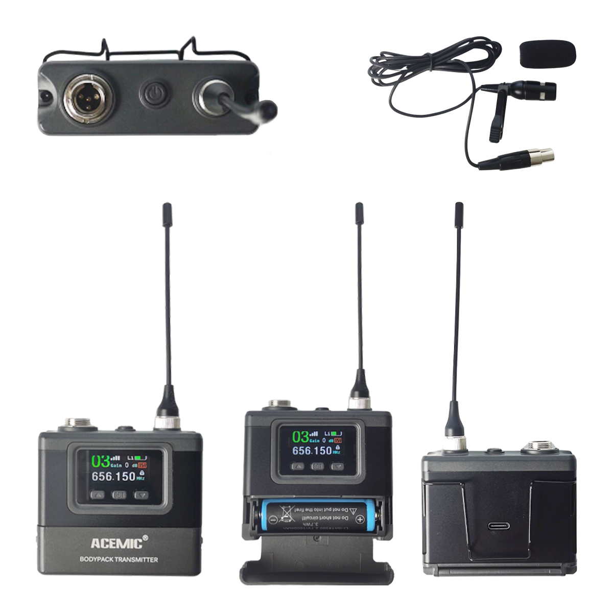 X4/BP-BL 4 Channel Wireless Lavalier Microphone System for Stage Performance