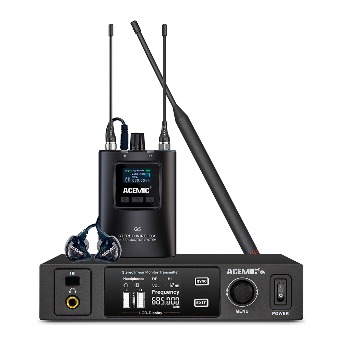 G5B/2BP Stereo Wireless In-Ear Monitor System with 2PCS Bodypack Receivers