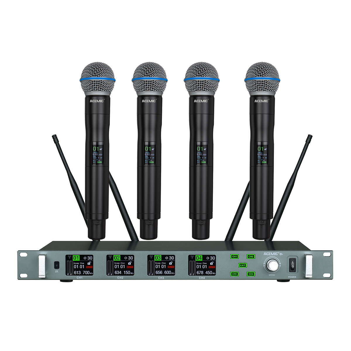 X4/MicB Wireless Microphone System 4 Channel for Stage Performance