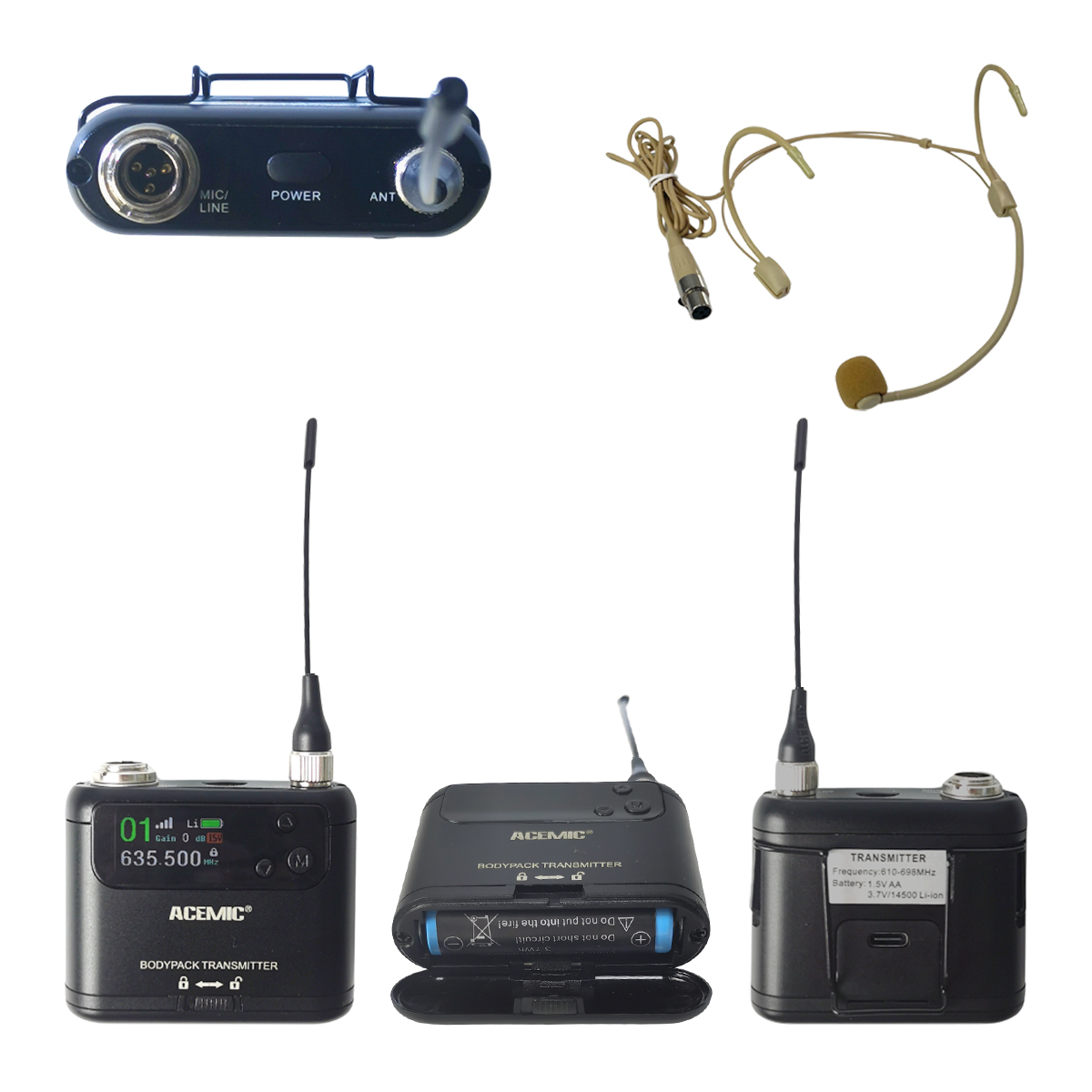 RT-2/BP-CH Wireless Headset Microphone System for Stage Performance