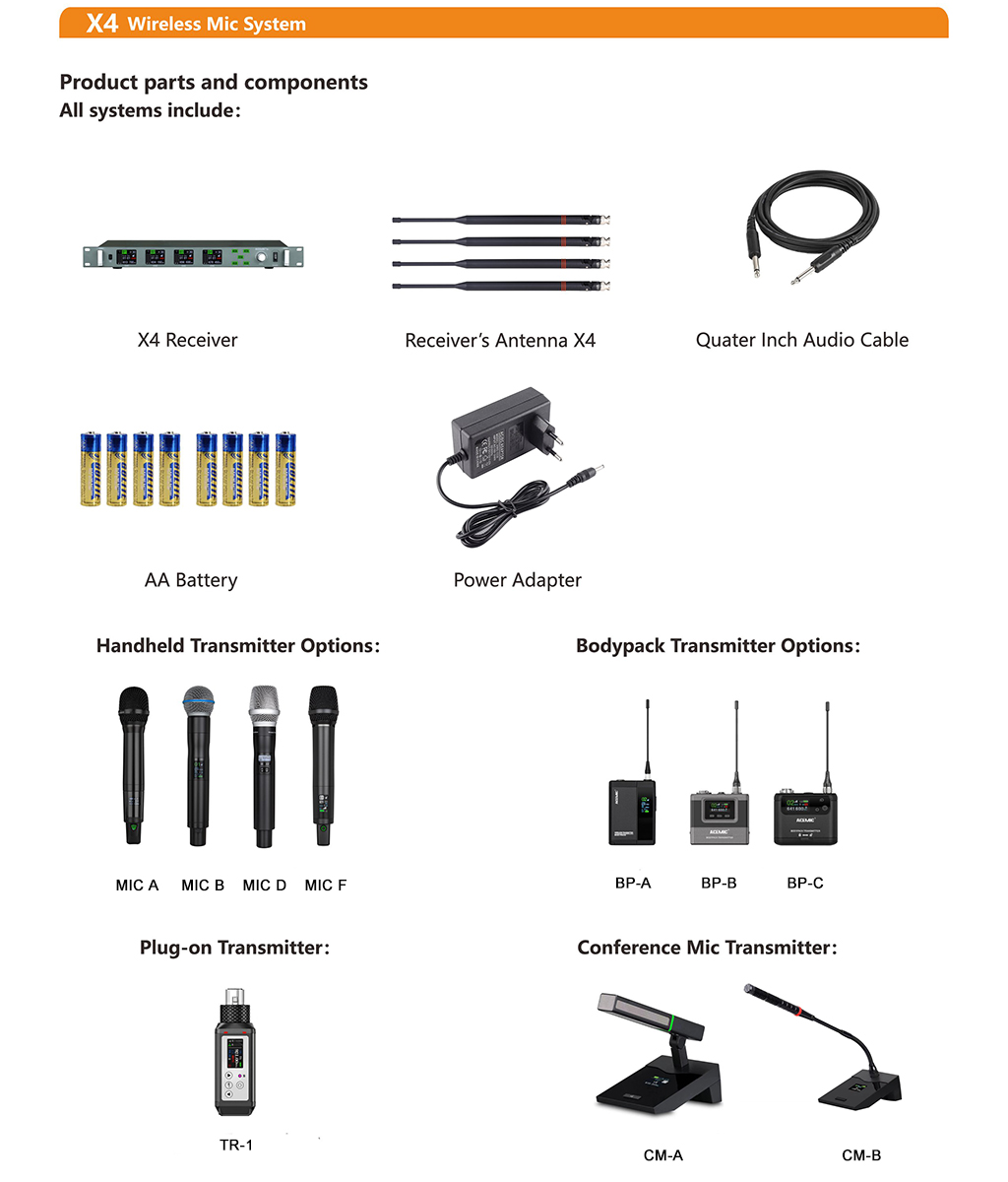 X4 Four Channel Wireless Microphone System
