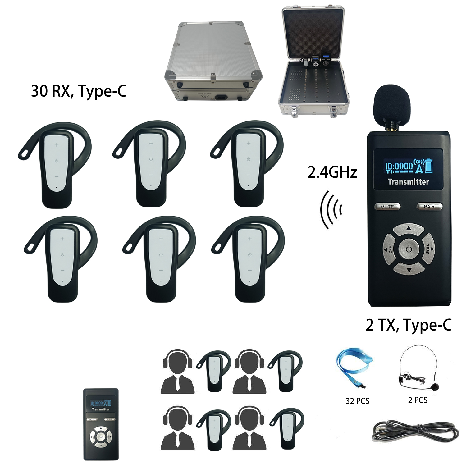 32PCS Tour Guide Headset TG-232E