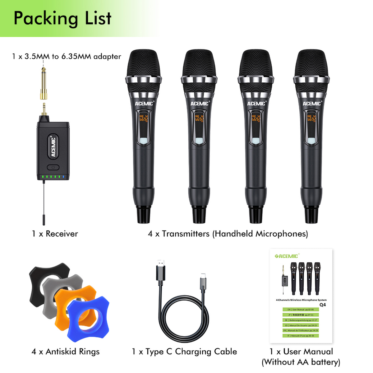 Wireless Microphone 4 Channel Q4/M1