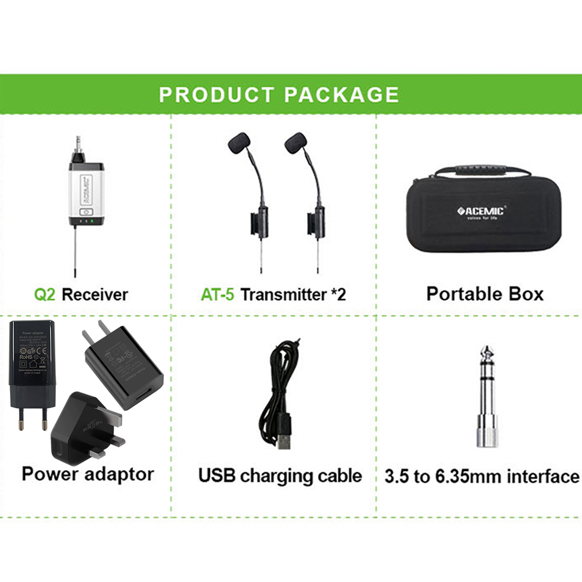 Wireless Accordion Microphone Q2/AT-5