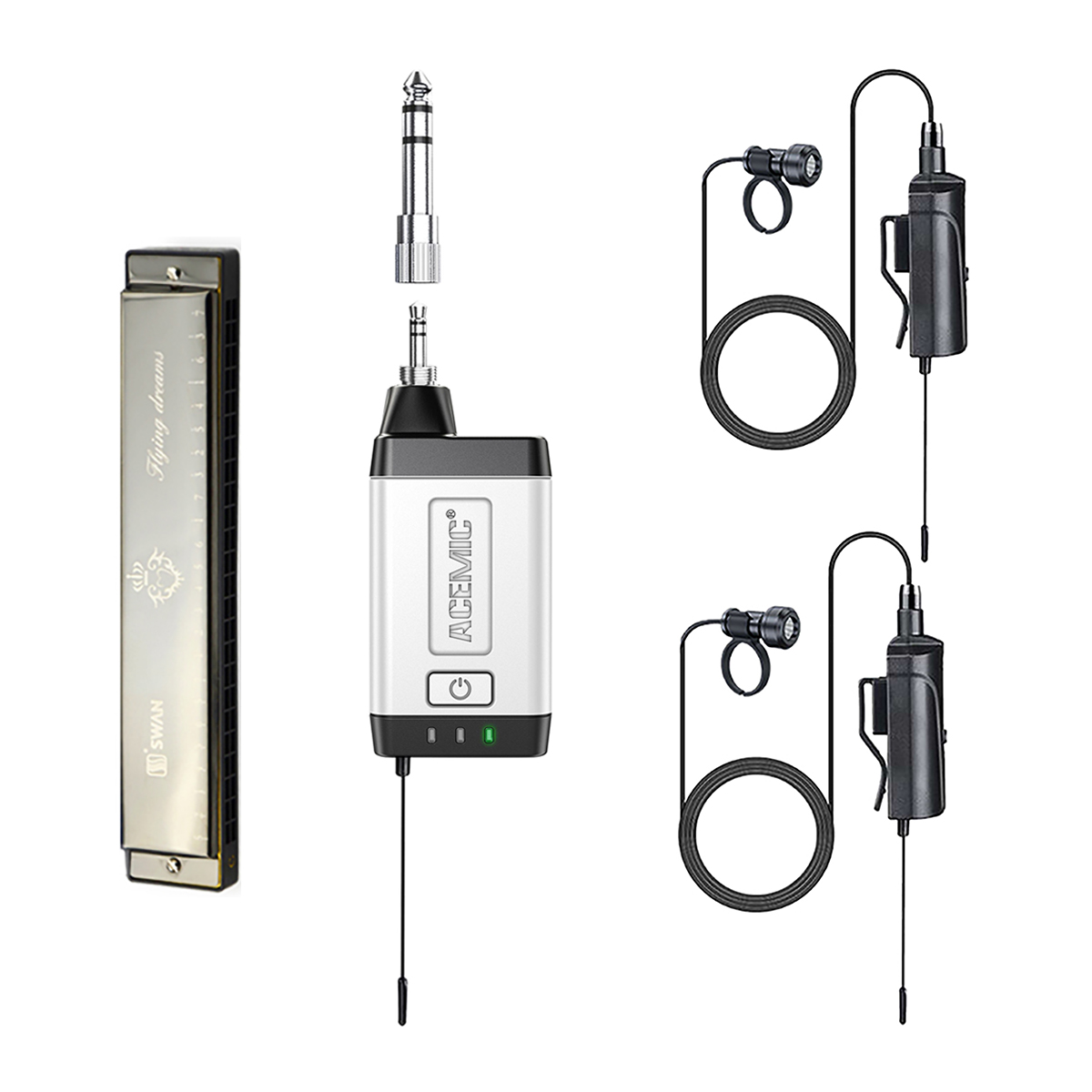 Q2/HT-5 Wireless Harmonica Microphone Dual Channel