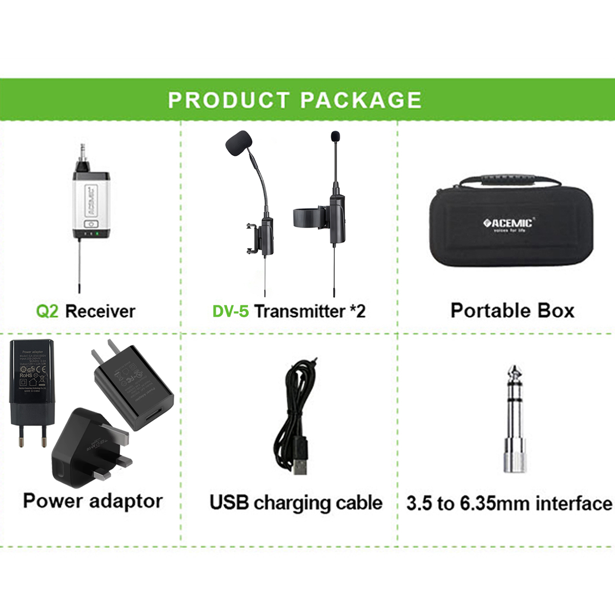 Q2/DV-5 Wireless Microphone for Flute and Violin